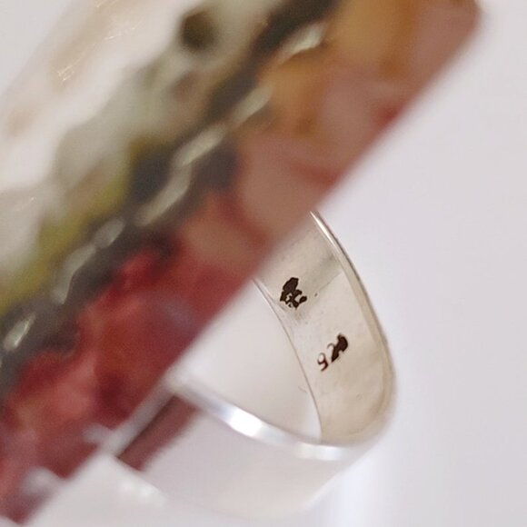 Sterling Silver Ring Hammered Shield Ring, Shield Silver Ring, Women Statement - Picture 7 of 10